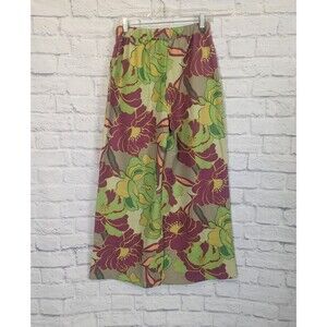 Alex & Parker Tropical Floral Print Wide Leg Pockets Womens Small Pockets Beachy